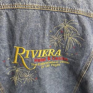 Riviera Hotel and Casino Embroidered Denim Jean Jacket Size XL